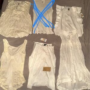 Women’s Bundle Shirts Small White Cream NWT Reseller Lot Tank Top Long Sleeve